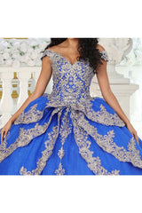Layla K LK234 Glitter Mesh Embroidered Off Shoulder Ball Gown - Dress