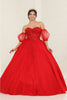 Layla K LK237 Sweetheart Floral Lace Glitter Princess Ball Gown - RED / 4 - Dress