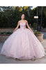 Layla K LK246 Corset Bodice Glitter Quinceanera Long Gown - BLUSH / 2 - Dress