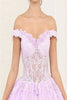 Layla K LK254 Off-Shoulder Glitter Embellished Lilac Quince Gown - LILAC / 4 - Dress
