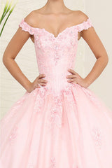 Layla K LK260 Floral Glitter Off-Shoulder Sweet16 Ball Gown - Dress