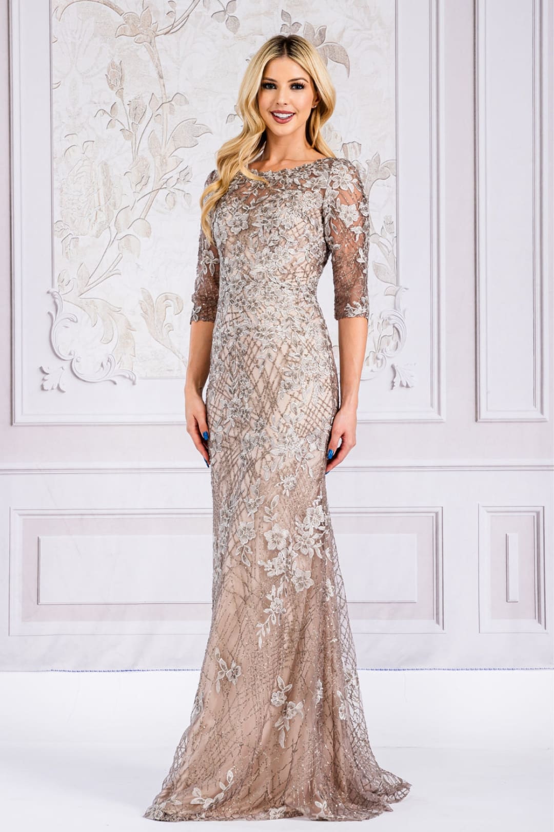 Long Evening Dress Strapless Sheath Gown By Amelia Couture 7045 - MOCHA / 8 - Dress