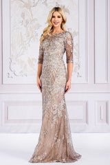 Long Evening Dress Strapless Sheath Gown By Amelia Couture 7045 - MOCHA / 8 - Dress