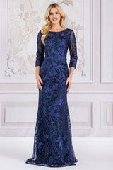 Long Evening Dress Strapless Sheath Gown By Amelia Couture 7045 - NAVY / 8 - Dress