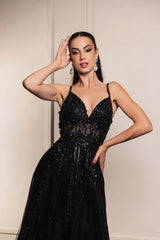 Long Evening Dress V-Neck Sequin A-Line Gown By Royal Queen RQ8143 - Dress