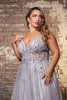 Long Evening Dress V-Neck Sequin A-Line Gown By Royal Queen RQ8143 - Dress