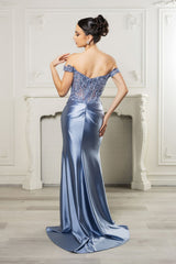 Long Formal Dress Off The Shoulder High Slit Gown By May Queen MQ2157B - Dress