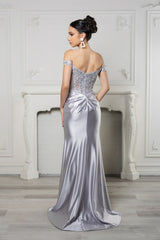 Long Formal Dress Off The Shoulder High Slit Gown By May Queen MQ2157B - Dress