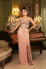 Long Formal Dress Strapless Rhinestone Prom Gown By Royal Queen RQ8153 - Dress