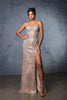 Long Formal Dress Strapless Rhinestone Prom Gown By Royal Queen RQ8153 - CHAMPAGNE/NUDE / 4 - Dress