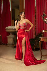 Long Formal Gown With Glittery Appliqued Mermaid Floor Length By May Queen MQ2113 - Dress