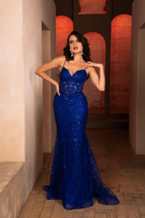 Long Gala Dress Sweetheart Mermaid Sequin Gown By Royal Queen RQ8138 - ROYAL / 4 - Dress
