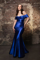 Long Prom Dress Ruched Mermaid Sleeveless Gown By Royal Queen RQ8189B - ROYALBLUE / 22 - Dress