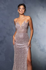 Long Prom Dress Strapless Beaded Evening Gown By Royal Queen RQ8163 - Dress