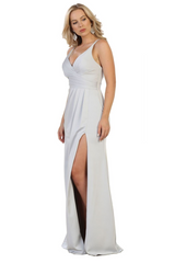 Long Sexy Pageant Gown - Silver / 4