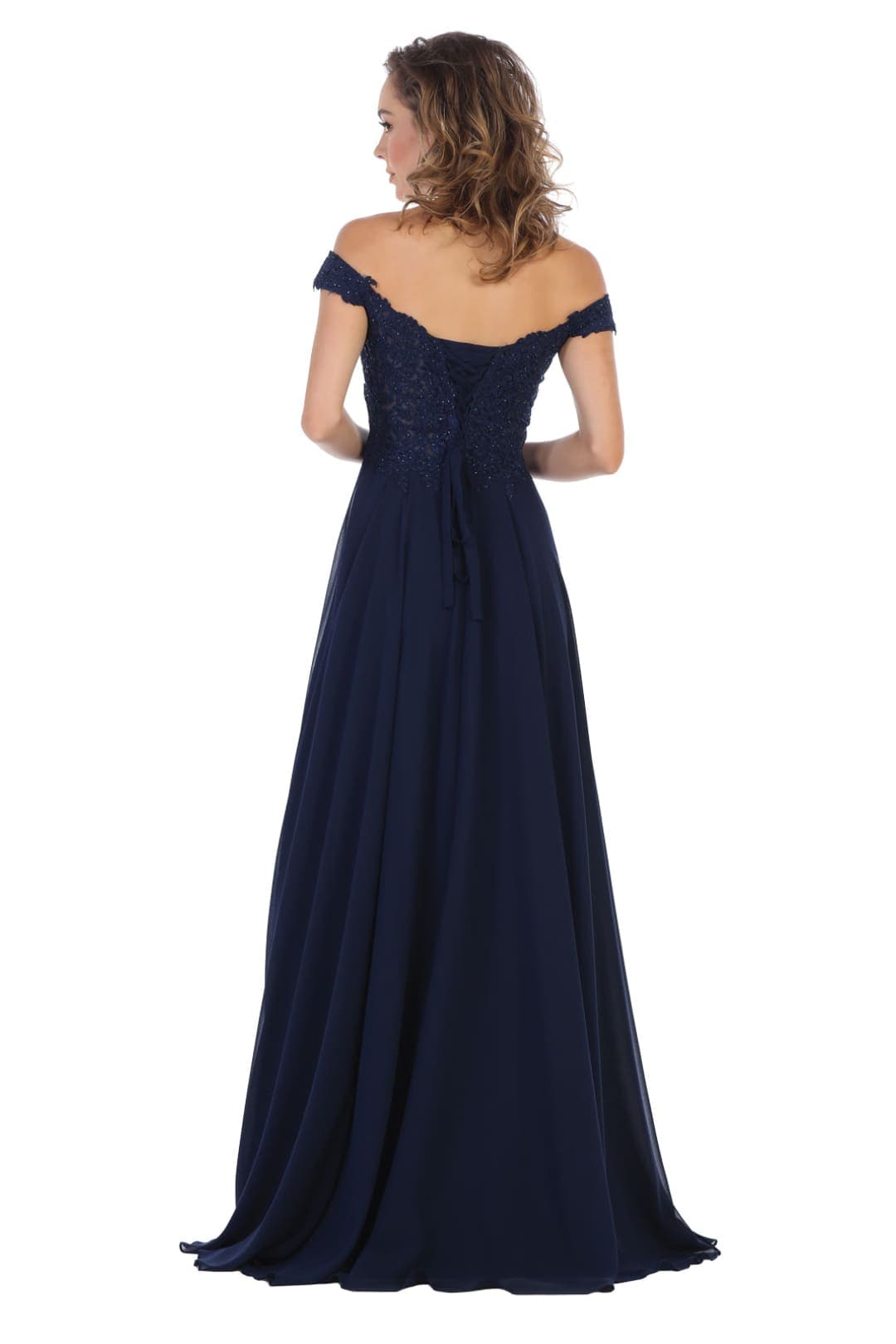 Copy of May Queen MQ1602 Off Shoulder Corset Flowy Prom Gown