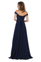 Copy of May Queen MQ1602 Off Shoulder Corset Flowy Prom Gown