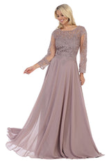 May Queen MQ1615 Embroidered Plus Size Mother Of The Bride Long Dress - Dress