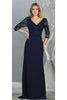 3/4 Sleeve Mother Of the Bride Classy Dress - NAVY BLUE / M