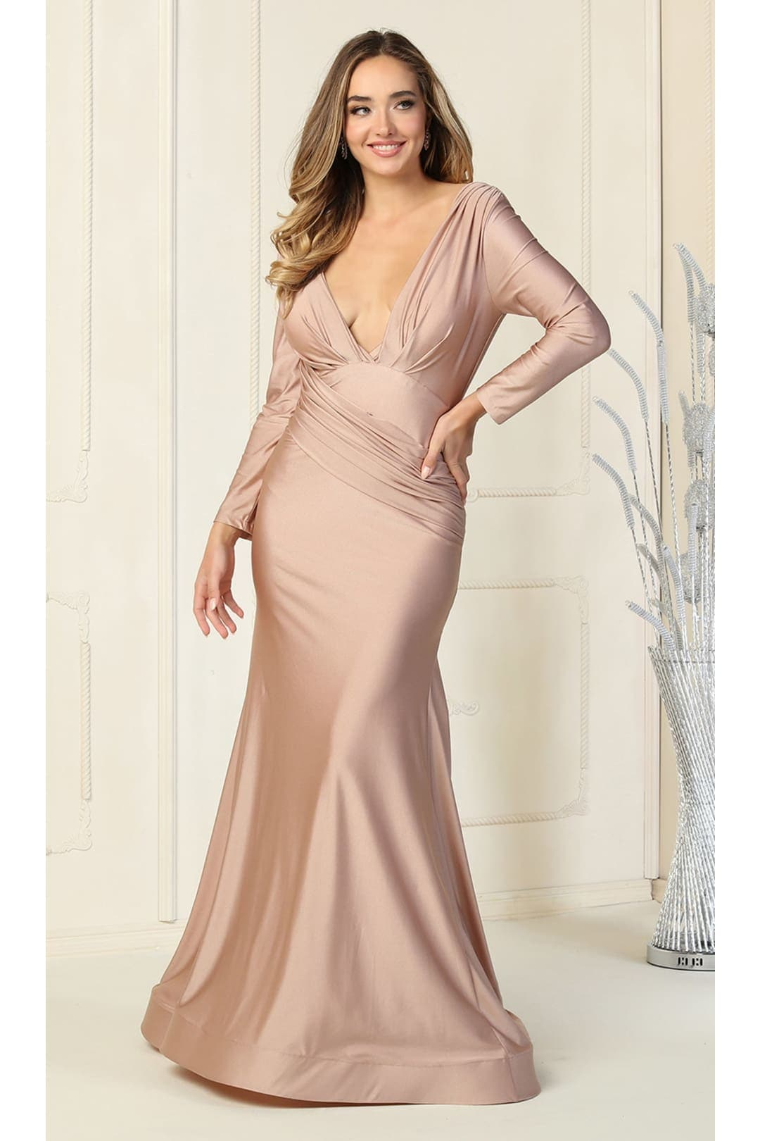 Long Sleeve Bodycon Dress - MAUVE / 4