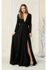 Long Sleeve Stretchy Gown - LA1835 - BLACK / 4