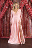 Long Sleeve Stretchy Gown - LA1835 - BLUSH / 4