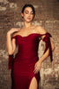 May Queen MQ1858 Stretchy Ruched Off The Shoulder Prom Dress - Dress