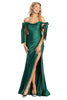 May Queen MQ1858 Stretchy Ruched Off The Shoulder Prom Dress - HUNTERGREEN / 22 - Dress
