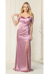 Satin Bridesmaids Elegant Gown - MAUVE / 4