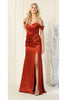 Satin Bridesmaids Elegant Gown - RUST / 4
