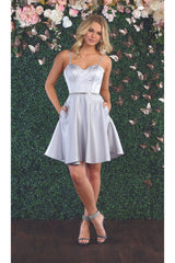 Sweetheart Cocktail Dress - SILVER / 2