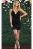 May Queen MQ1872B Appliqué Fitted Cocktail Dress - Black / 6 - Dress