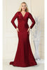 V- neckline Bodycon Gown - BURGUNDY / 4