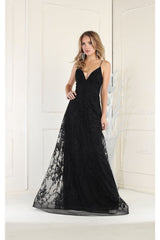 May Queen MQ1885 Floral Pattern Prom Dress