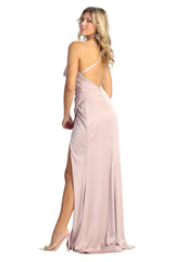 May Queen MQ1899 Satin Long Sexy Open Back Prom Dress - Dress