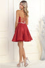 May Queen MQ1907 Plunging V Open Back Short Hoco Dama Dress - Dress
