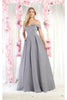 May Queen MQ1915 Off The Shoulder Glitter A Line Evening Gowns - Lilac / 4