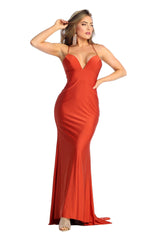 V-neckline Spaghetti Strap Prom Dress