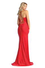 V-neckline Spaghetti Strap Prom Dress