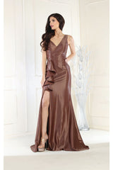 May Queen MQ1932 Ruffled Mermaid Formal Gown - CAPPUCCINO / 4 - Dress
