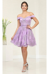 May Queen MQ1933 Foldover Panel A-Line Dress - Lilac / 2 - Dress