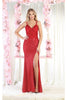 LA Merchandise LA1938 Embroidered Prom Formal Gown - RED / 4 - Dress