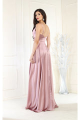 May Queen MQ1945 Simple Satin Evening Gown