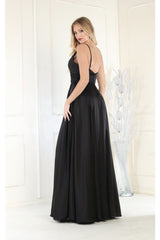 May Queen MQ1945 Simple Satin Evening Gown