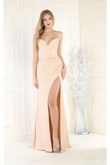 May Queen MQ1946 Strapless Ruched Prom Dress - Dress