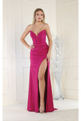 May Queen MQ1946 Strapless Ruched Prom Dress - Dress