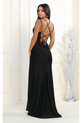 V-neckline Long Stretchy Gowns