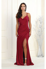 V-neckline Long Stretchy Gowns