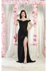 LA Merchandise LA1962 Corset Bone Prom Gown - BLACK / 4 - Dress