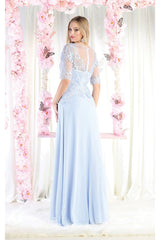May Queen MQ1980 Boat Neck Embroidery Mother Of The Bride Dress